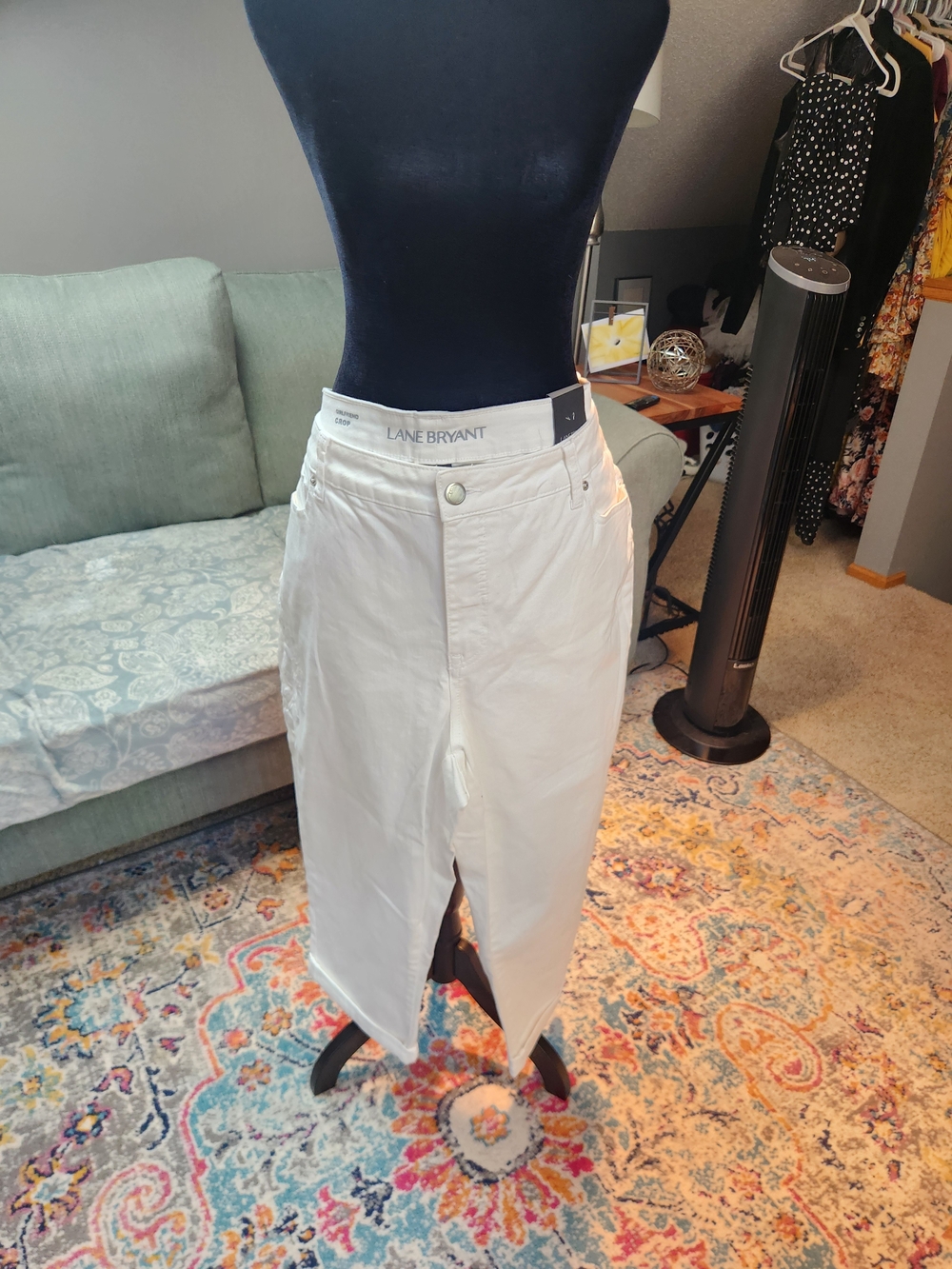 Lane Bryant White Girlfriend Crop Jeans Nwt New Size 22 Plus Floral Embroidery